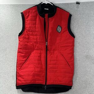 Lemond insulated Vest Mens L Red Shell Fleece lined Zip Contrast Outdoor Vintage